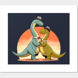 Dinosaurs Dancing in the Sunset Posters and Art